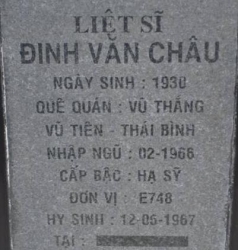 Tìm thân nhân liệt sĩ Đinh Văn Châu