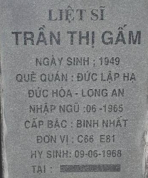 Tìm thân nhân liệt sĩ Trần Thị Gấm