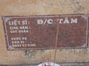 Nhắn tìm thân nhân liệt sĩ Tâm