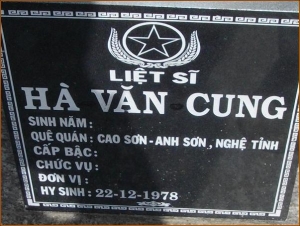 Nhắn tìm thân nhân liệt sỹ  Hà Văn Cung