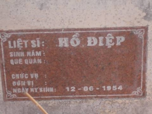 Nhắn tìm thân nhân liệt sĩ Hồ Điệp