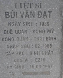 Tìm thân nhân liệt sĩ Bùi Văn Đạt