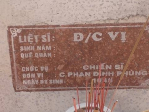 Nhắn tìm thân nhân liệt sĩ Vị