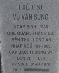 Tìm thân nhân liệt sĩ Vũ Văn Sùng
