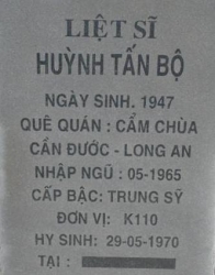 Tìm thân nhân liệt sĩ Huỳnh Tấn Bộ