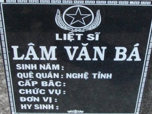Nhắn tìm thân nhân liệt sỹ  Lâm Văn Bá