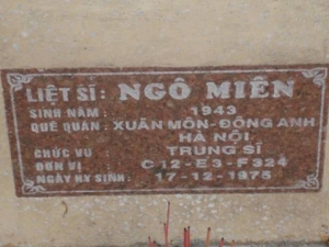Nhắn tìm thân nhân liệt sỹ Ngô Miên