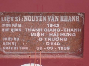 Nhắn tìm thân nhân liệt sỹ Nguyễn Văn Khanh