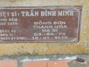 Nhắn tìm thân nhân liệt sỹ  Trần Đình Minh