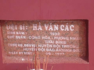 Nhắn tìm thân nhân liệt sỹ  Hà Văn Các