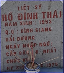Tìm thân nhân liệt sĩ Hồ Đình Thái