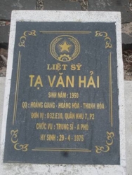 Nhắn tìm thân nhân liệt sỹ  Tạ Văn Hải