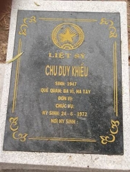 Nhắn tìm thân nhân liệt sỹ  Chu Duy Khiếu