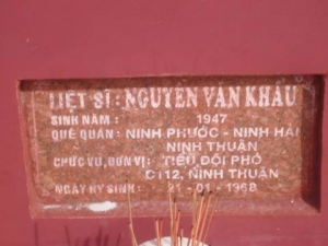 Nhắn tìm thân nhân liệt sỹ  Nguyễn Văn Khẩu