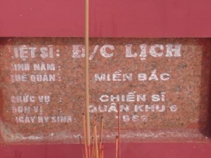 Nhắn tìm thân nhân liệt sỹ Lịch