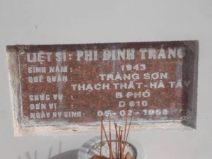 Nhắn tìm thân nhân liệt sỹ  Phí Đình Tráng