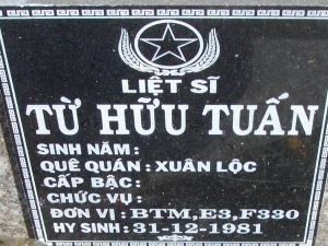 Nhắn tìm thân nhân liệt sỹ Từ Hữu Tuấn