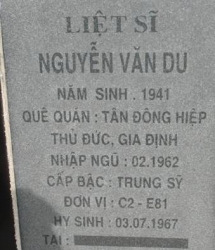 Tìm thân nhân liệt sĩ Nguyễn Văn Du