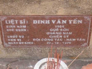 Nhắn tìm thân nhân liệt sỹ Đinh Văn Yến