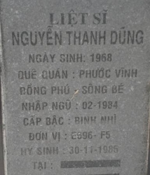 Tìm thân nhân liệt sĩ Nguyễn Thanh Dũng