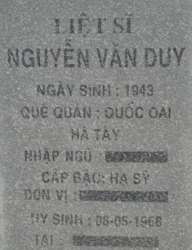 Tìm thân nhân liệt sĩ Nguyễn Văn Duy