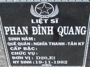 Nhắn tìm thân nhân liệt sỹ  Phan Đình Quang