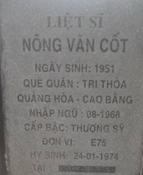 Tìm thân nhân liệt sĩ Nông Văn Cốt