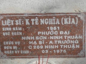 Nhắn tìm thân nhân liệt sỹ  K Tê  Nghĩa (Kía)