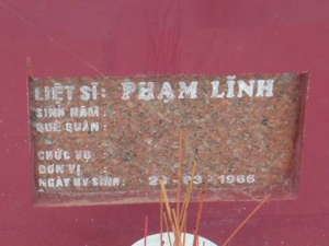 Nhắn tìm thân nhân liệt sĩ Phạm Lĩnh