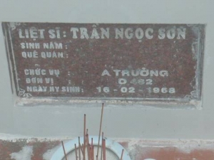 Nhắn tìm thân nhân liệt sĩ Trần Ngọc Sơn