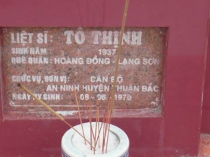 Nhắn tìm thân nhân liệt sỹ  Tô Thịnh