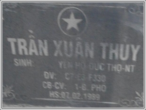 Nhắn tim thân nhân liệt sỹ Trần Xuân Thủy