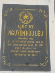 Nhắn tìm thân nhân liệt sỹ Nguyễn Hữu Liệu