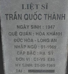 Tìm thân nhân liệt sĩ Trần Quốc Thành