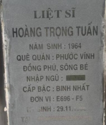 Tìm thân nhân liệt sĩ Hoàng Trọng Tuấn