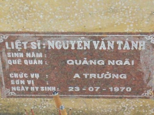 Nhắn tìm thân nhân liệt sỹ  Nguyễn Văn Tánh