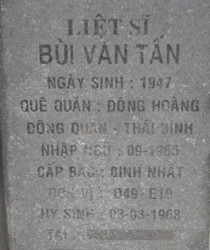 Tìm thân nhân liệt sĩ Bùi Văn Tấn