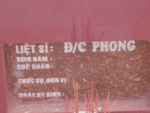 Nhắn tìm thân nhân liệt sĩ Phong