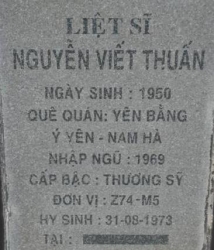 Tìm thân nhân liệt sĩ Nguyễn Viết Thuấn