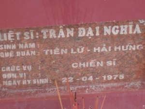 Nhắn tìm thân nhân liệt sỹ Trần Đại Nghĩa