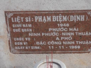 Nhắn tìm thân nhân liệt sỹ Phạm Điệm (Định)