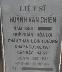 Tìm thân nhân liệt sĩ Huỳnh Văn Chiến