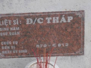 Nhắn tìm thân nhân liệt sĩ Tháp