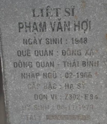 Tìm thân nhân liệt sĩ Phạm Văn Hợi