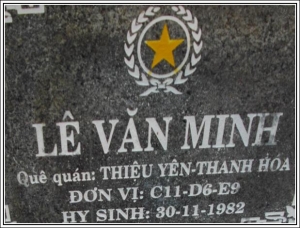 Nhắn tìm thân nhân liệt sỹ Lê Văn Minh