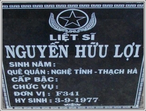 Nhắn tìm thân nhân liệt sỹ  Nguyễn Hữu Lợi