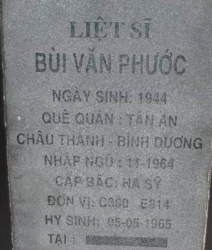 Tìm thân nhân liệt sĩ Bùi Văn Phước