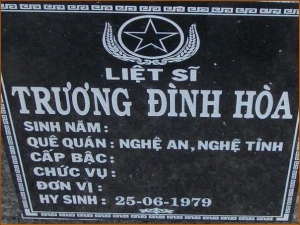 Nhắn tìm thân nhân liệt sỹ  Trương Đình Hòa