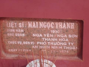 Nhắn tìm thân nhân liệt sỹ Mai Ngọc Thành