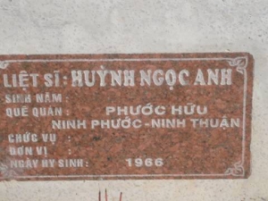 Nhắn tìm thân nhân liệt sỹ  Huỳnh Ngọc Anh
